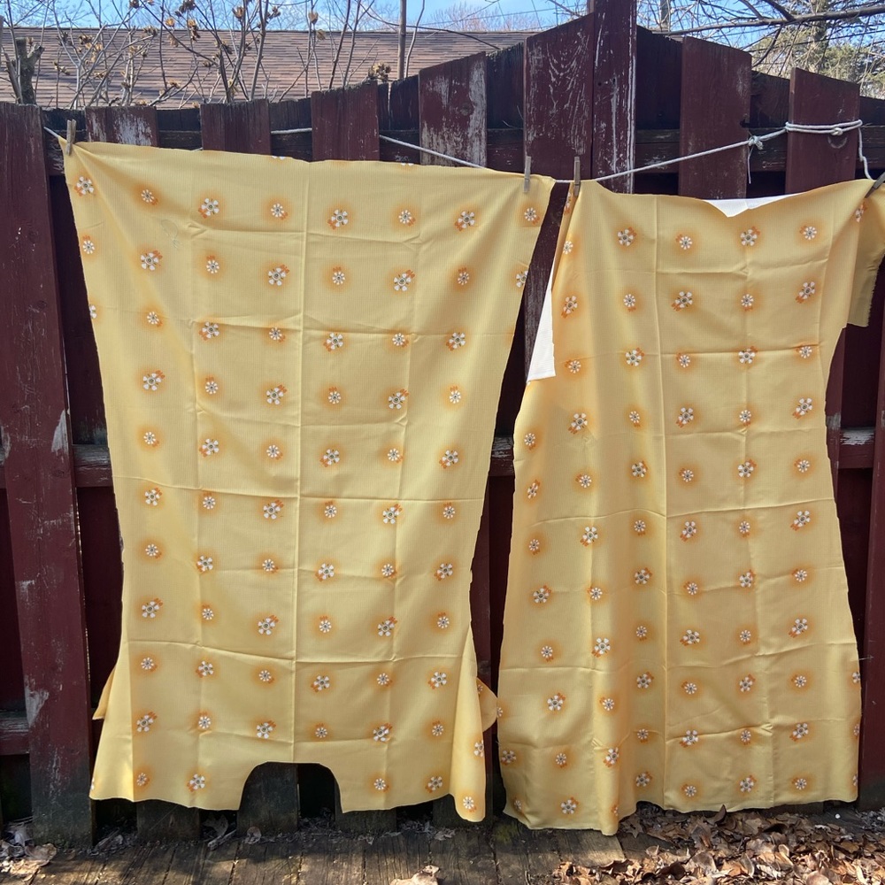 Yellow Floral Fabric Dress Pieces